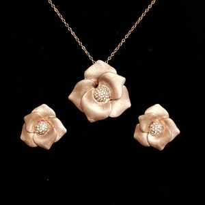 Elegant Rose Gold Flower Jewelry Set